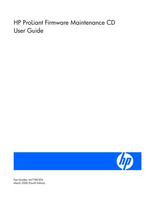 Mode d'emploi HP PROLIANT FIRMWARE MAINTENANCE