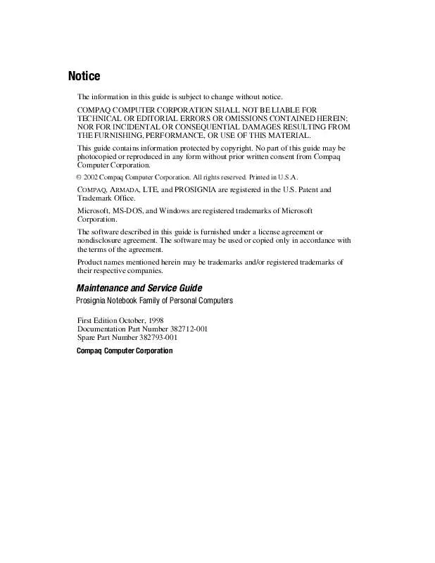 Mode d'emploi HP PROSIGNIA 160