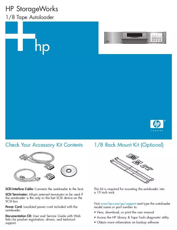 Mode d'emploi HP STORAGEWORKS 1/8 TAPE AUTOLOADER