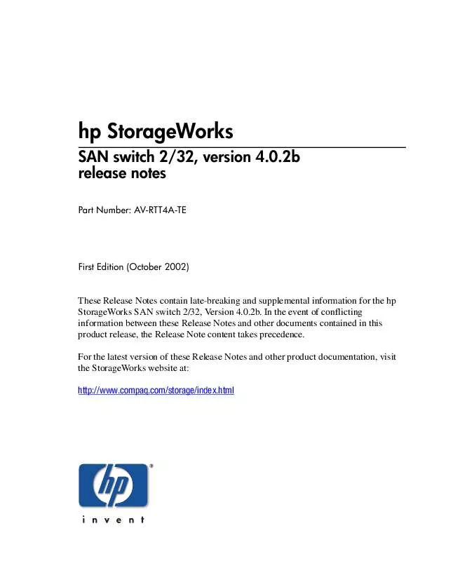 Mode d'emploi HP STORAGEWORKS 2/32 SAN SWITCH