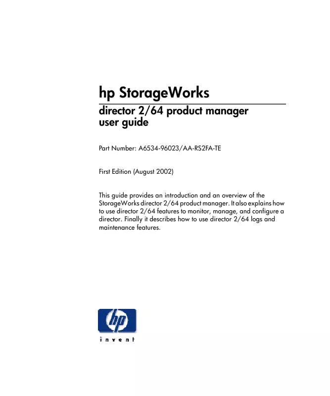 Mode d'emploi HP STORAGEWORKS 2/64 DIRECTOR SWITCH