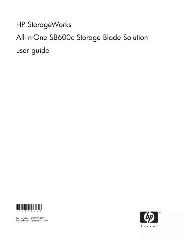 Mode d'emploi HP STORAGEWORKS ALL-IN-ONE SB600C STORAGE BLADE