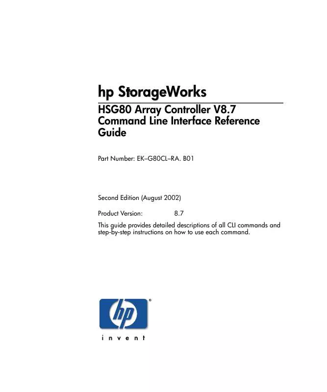 Mode d'emploi HP STORAGEWORKS ARRAY CONTROLLER HSG V8.7 SOFTWARE