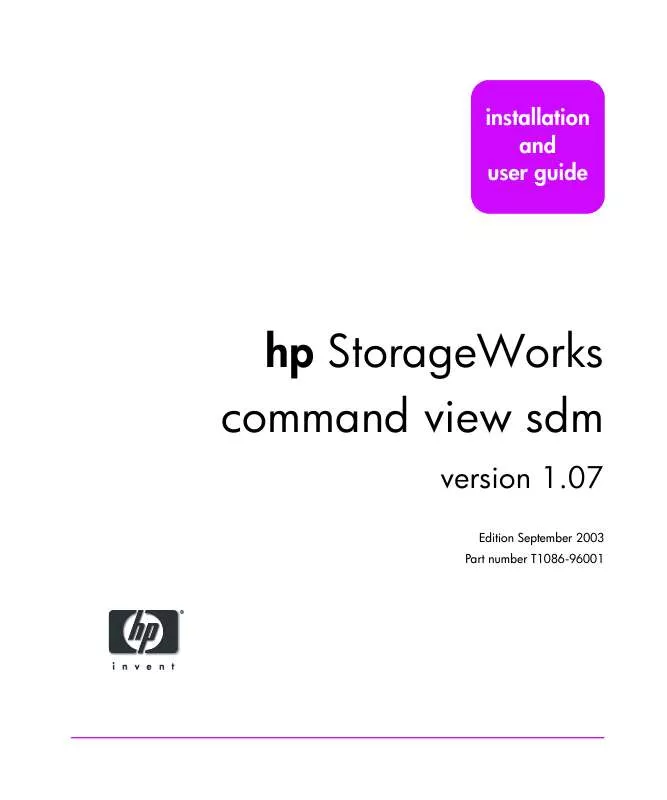 Mode d'emploi HP STORAGEWORKS COMMAND VIEW SDM SOFTWARE