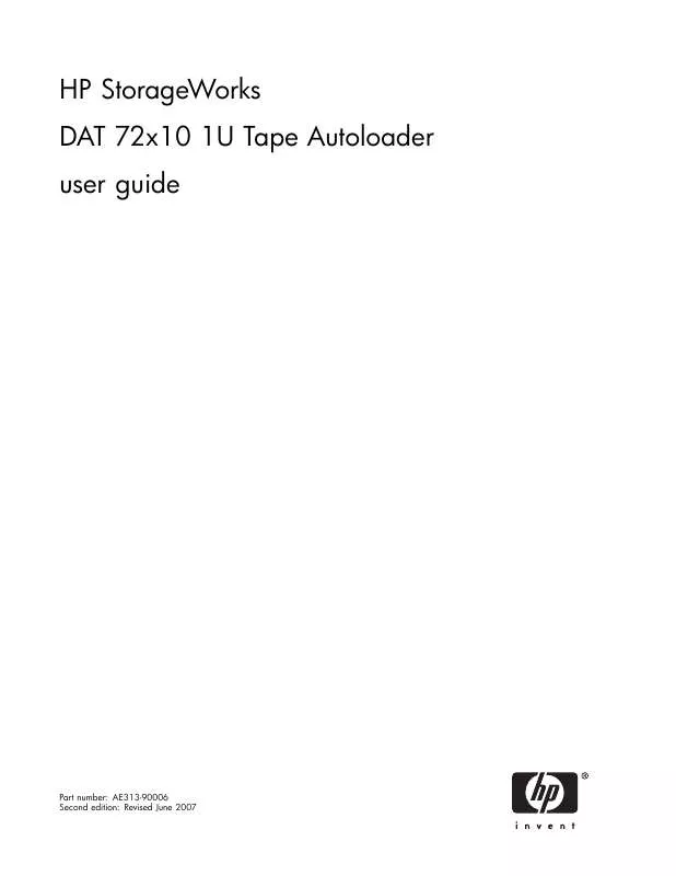 Mode d'emploi HP STORAGEWORKS DAT 72X10 TAPE AUTOLOADER