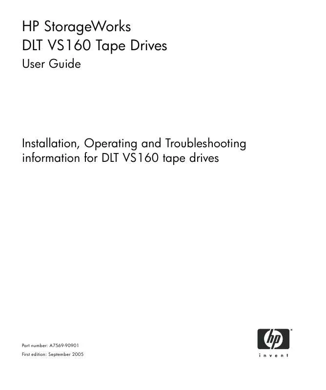 Mode d'emploi HP STORAGEWORKS DLT VS160 TAPE DRIVE