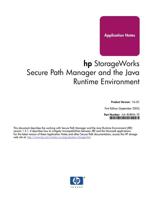 Mode d'emploi HP STORAGEWORKS SECURE PATH FOR WINDOWS SOFTWARE