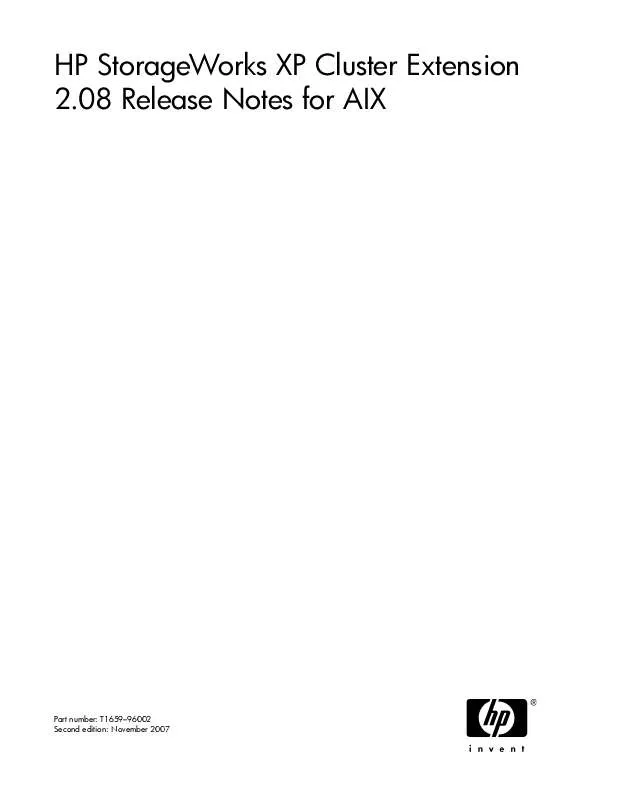 Mode d'emploi HP STORAGEWORKS XP CLUSTER EXTENSION SOFTWARE