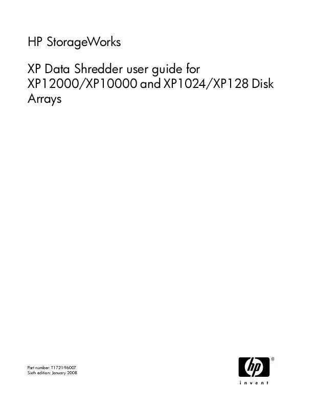 Mode d'emploi HP STORAGEWORKS XP DATA SHREDDER SOFTWARE