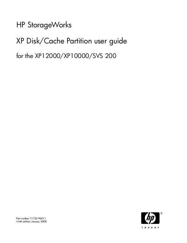 Mode d'emploi HP STORAGEWORKS XP DISK/CACHE PARTITION SOFTWARE