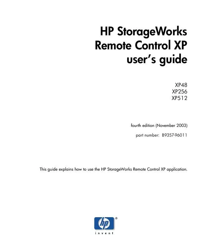 Mode d'emploi HP STORAGEWORKS XP REMOTE CONTROL SOFTWARE