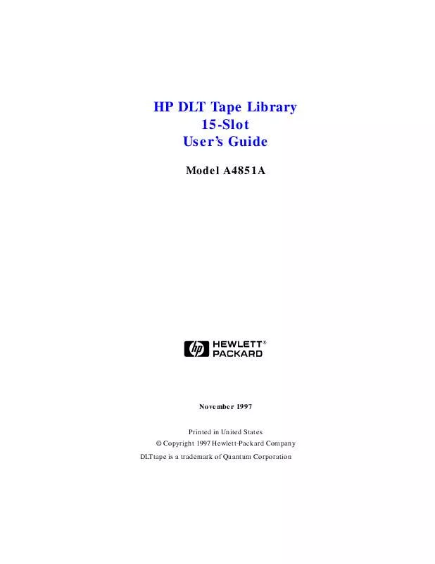 Mode d'emploi HP SURESTORE 2/15 TAPE LIBRARY