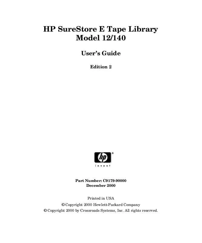 Mode d'emploi HP SURESTORE 6/140 TAPE LIBRARY