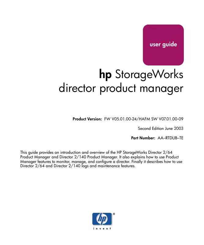 Mode d'emploi HP SURESTORE 64 DIRECTOR SWITCH