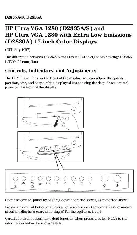 Mode d'emploi HP ULTRA VGA 1280 17 INCH COLOR DISPLAY