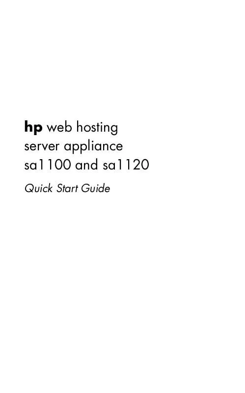 Mode d'emploi HP WEB HOSTING SA1100