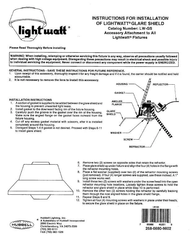 Mode d'emploi HUBBELL LIGHTING LW-GS