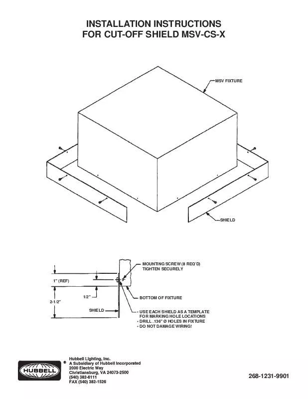 Mode d'emploi HUBBELL LIGHTING MSV-CS-X