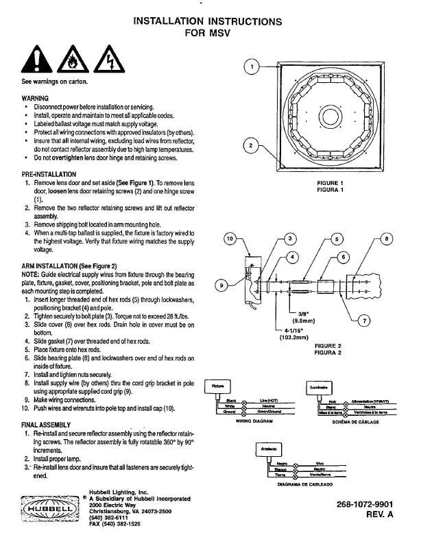 Mode d'emploi HUBBELL LIGHTING MSV