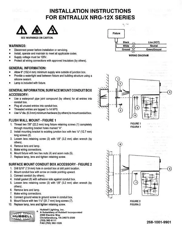 Mode d'emploi HUBBELL LIGHTING NRG-12X