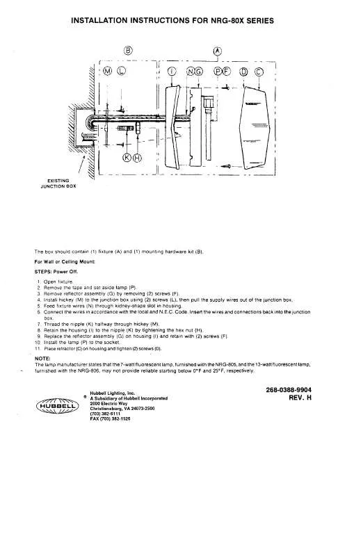 Mode d'emploi HUBBELL LIGHTING NRG-80X