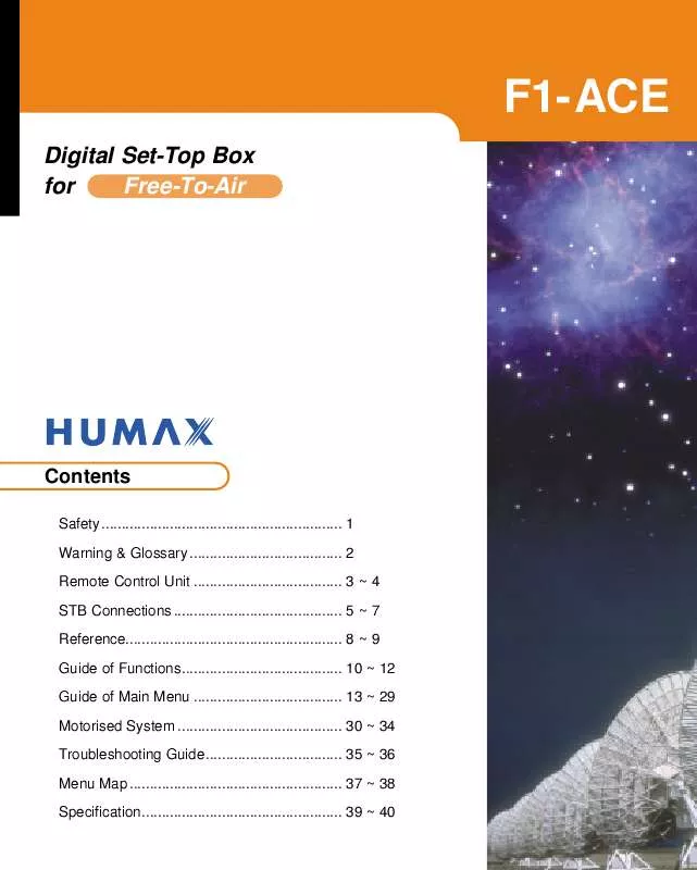 Mode d'emploi HUMAX F1-ACE