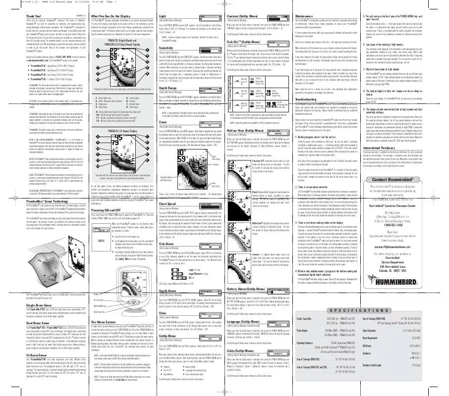 Mode d'emploi HUMMINBIRD PIRANHA MAX 240