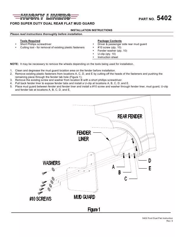 Mode d'emploi HUSKY LINERS 54021