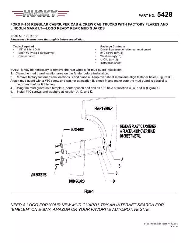 Mode d'emploi HUSKY LINERS 54281