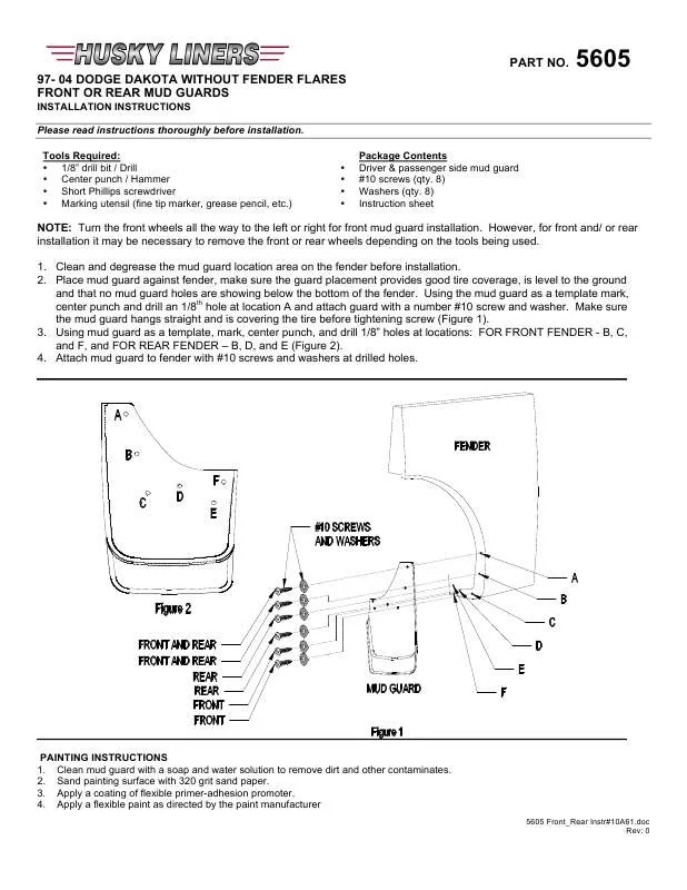 Mode d'emploi HUSKY LINERS 56051