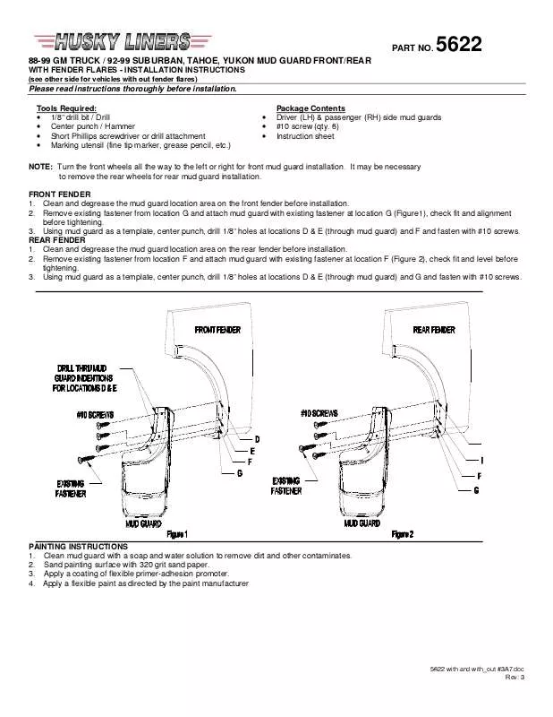 Mode d'emploi HUSKY LINERS 5622