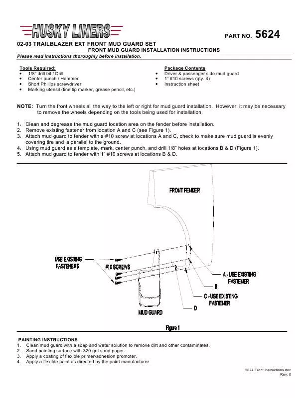 Mode d'emploi HUSKY LINERS 56241