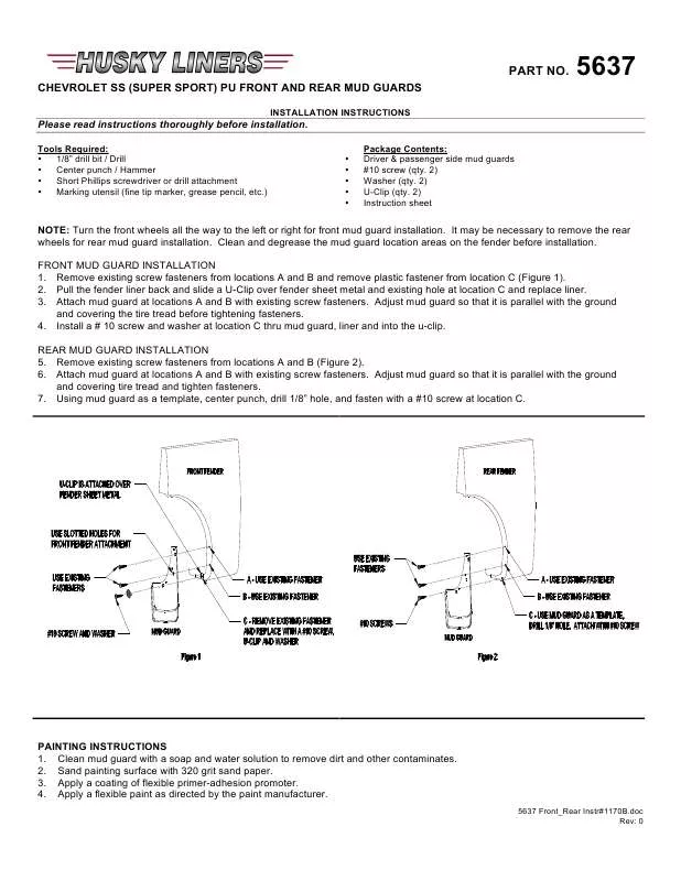 Mode d'emploi HUSKY LINERS 56371