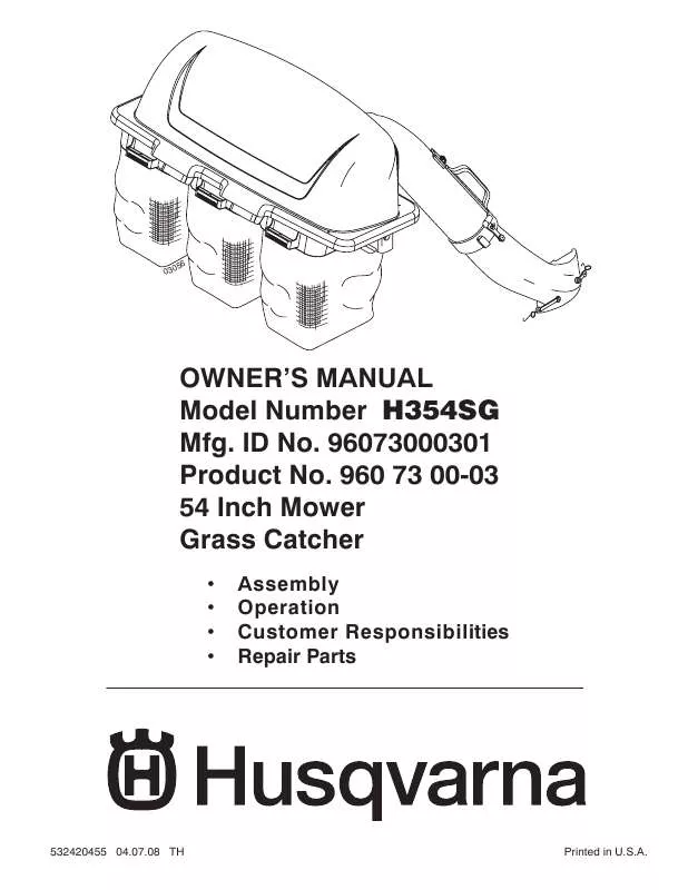 Mode d'emploi HUSQVARNA H354SG