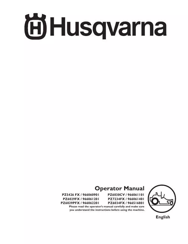 Mode d'emploi HUSQVARNA PZ6034FX