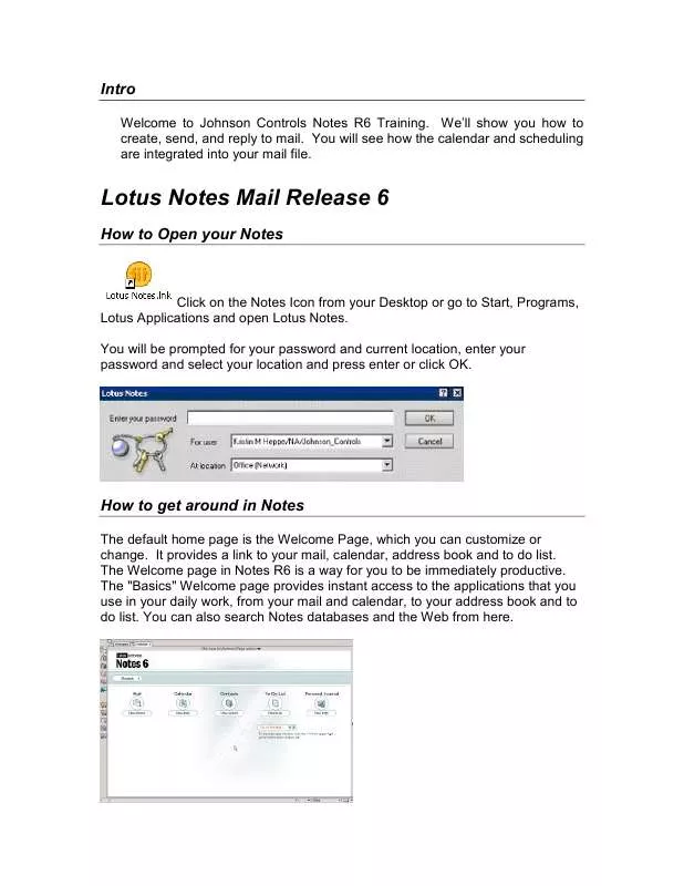 Mode d'emploi IBM LOTUS NOTES MAIL RELEASE 6