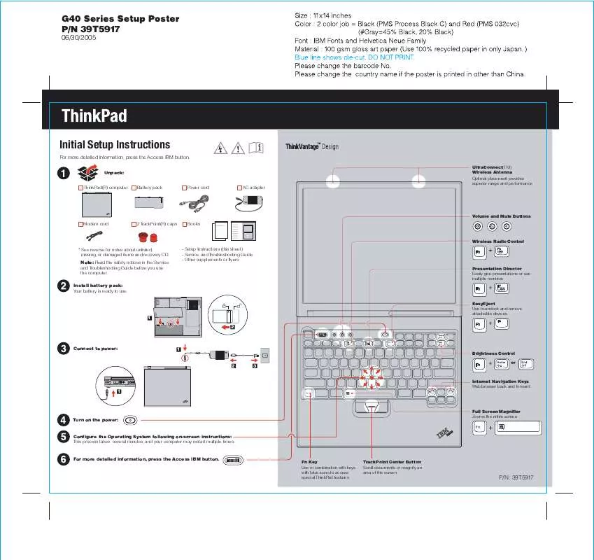 Mode d'emploi IBM THINKPAD G40