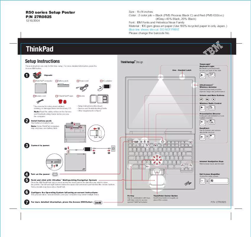 Mode d'emploi IBM THINKPAD R50E