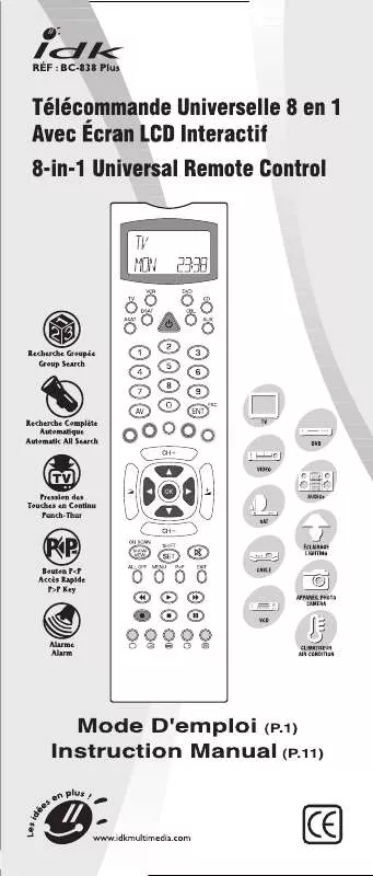 Mode d'emploi IDK MULTIMEDIA BC-838 PLUS