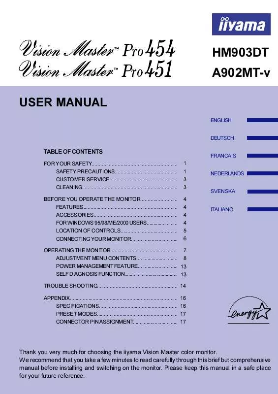 Mode d'emploi IIYAMA A902MT-V