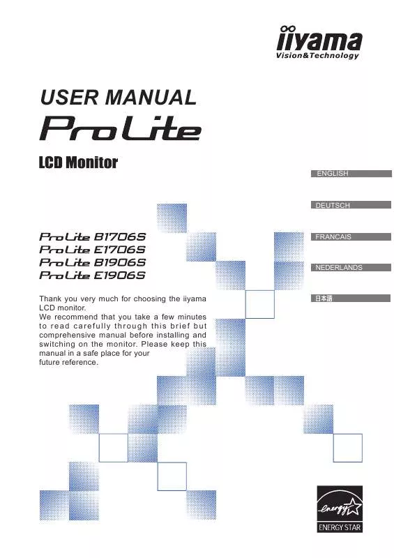 Mode d'emploi IIYAMA E1706S