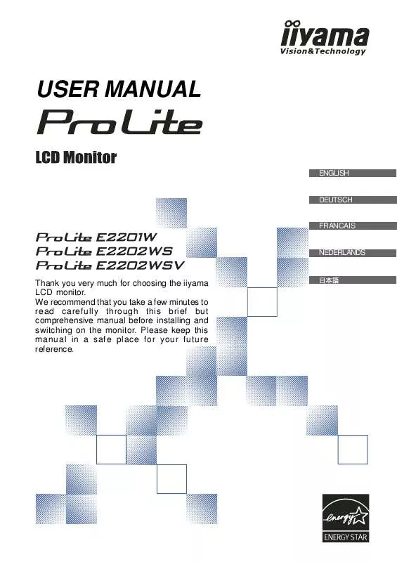 Mode d'emploi IIYAMA E2202WSV