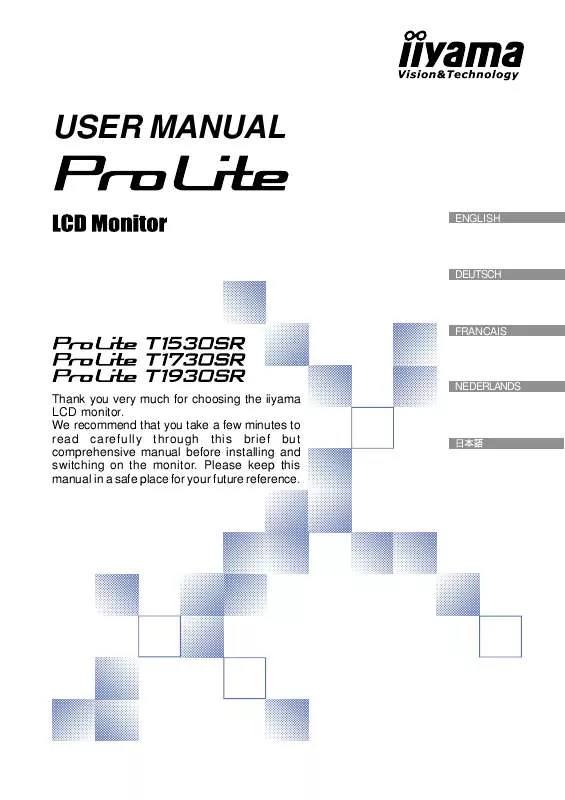 Mode d'emploi IIYAMA T1530SR