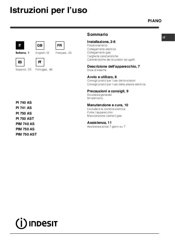 Mode d'emploi INDESIT PI750AS