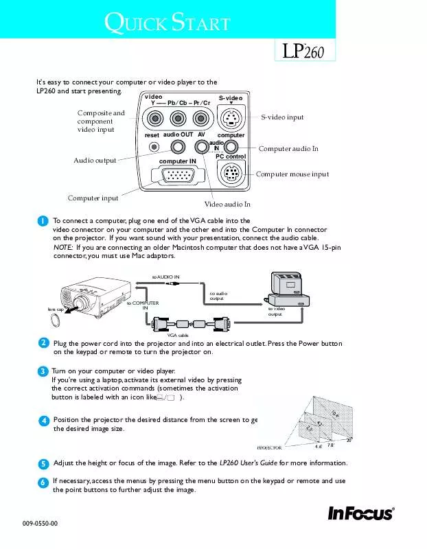 Mode d'emploi INFOCUS LP260