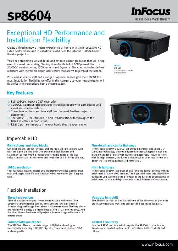 Mode d'emploi INFOCUS SP8604