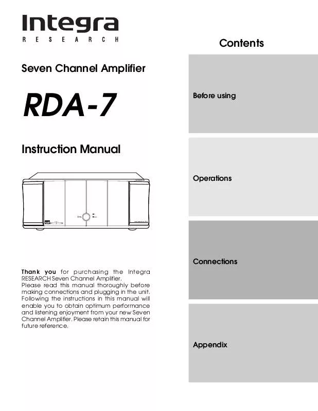 Mode d'emploi INTEGRA RESEARCH RDA-7