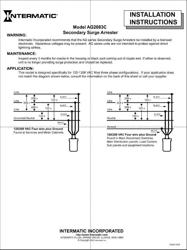 Mode d'emploi INTERMATIC 158AG10905-1