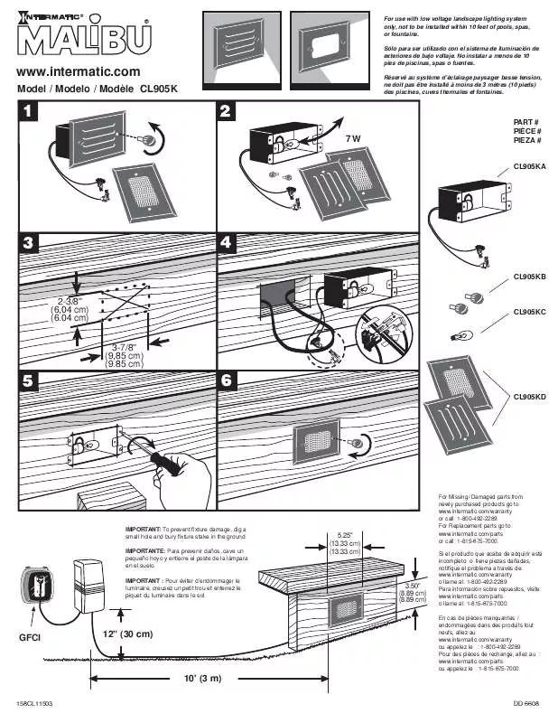 Mode d'emploi INTERMATIC 158CL11503REF