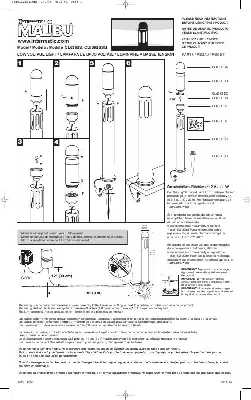 Mode d'emploi INTERMATIC 158CL12554REF